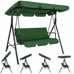 Триместна Градинска Люлка с Възглавница 260кг GREEN